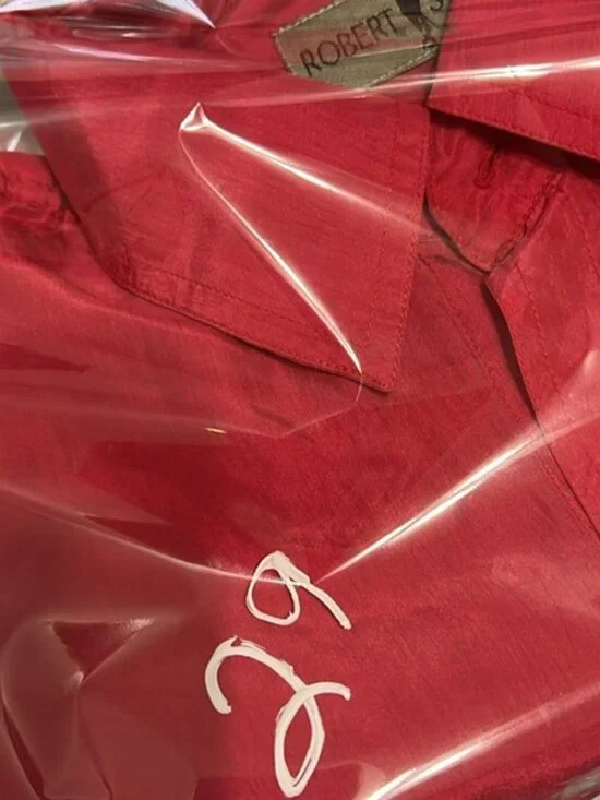 Robert Stock Vintage Silk Button Front Red Professional Long Sleeve Shirt Large - Picture 14 of 14